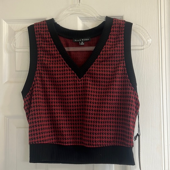Haute Monde Tops - COPY - Haute Monde red and black sweatervest